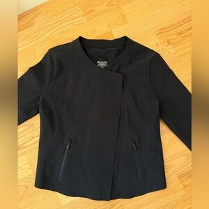 Athleta Stellar Asymmetrical Zip Moto Jacket XS Black | Structured Minimalist